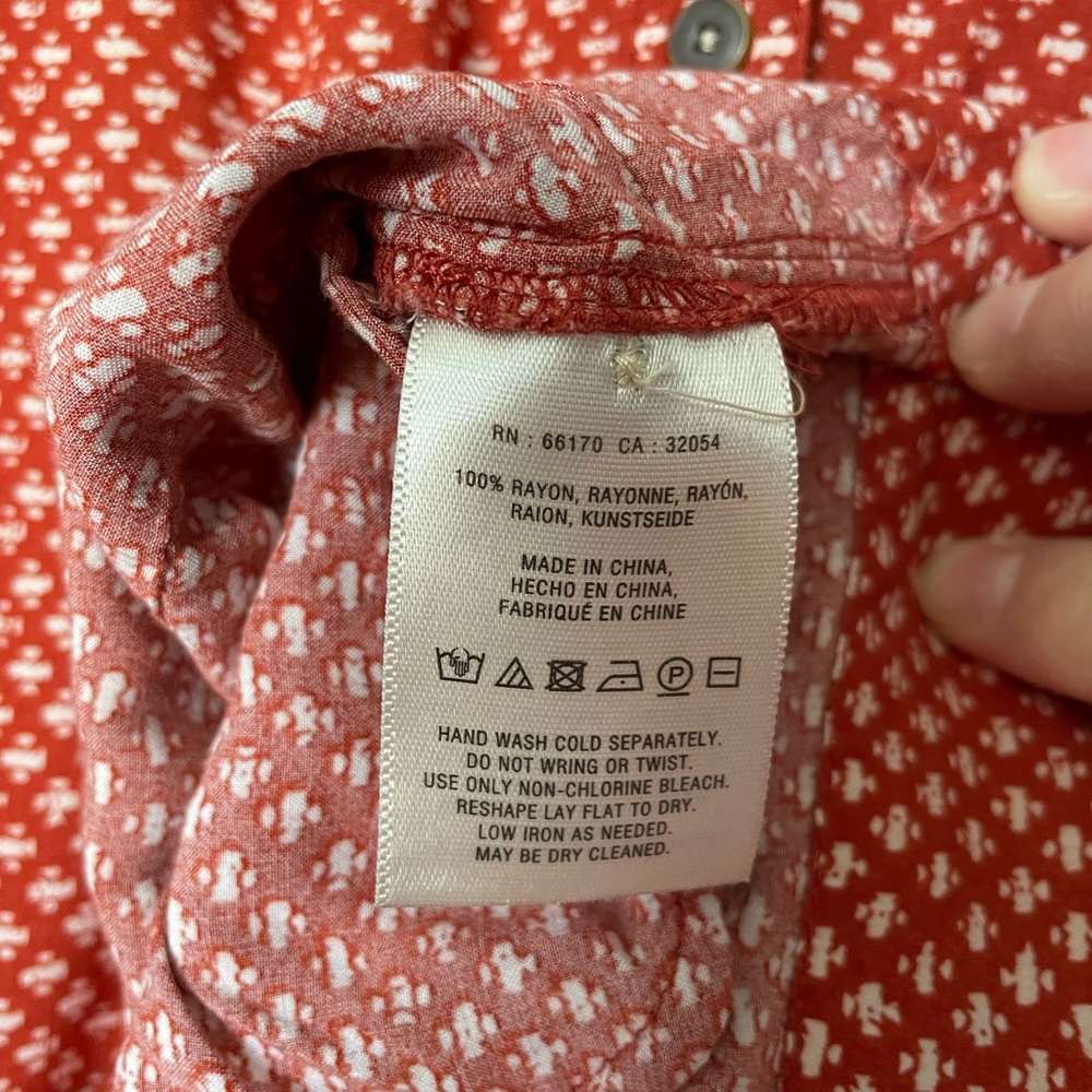 Anthropologie Holding Horses Small Pavin button-down tunic Rust Dot Print GUC - Picture 5 of 7